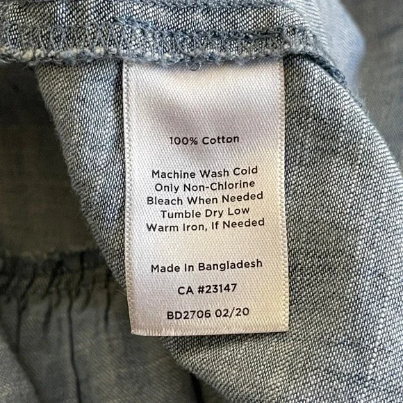 Talbots Denim Dress Women Size 4 Blue Sleeveless Chambray Tassel Belt Ruffle Hem - Picture 4 of 9